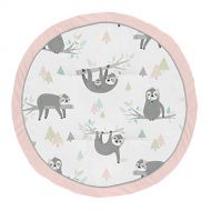 Sweet Jojo Designs Pink Sloth Girl Baby Playmat Tummy Time Infant Play Mat - Blush, Turquoise, Grey and Green Jungle Leaf Botanical Rainforest