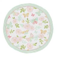 Sweet Jojo Designs Blush Pink, Mint and White Shabby Chic Playmat Tummy Time Baby and Infant Play Mat for Butterfly Floral Collection - Rose Flower