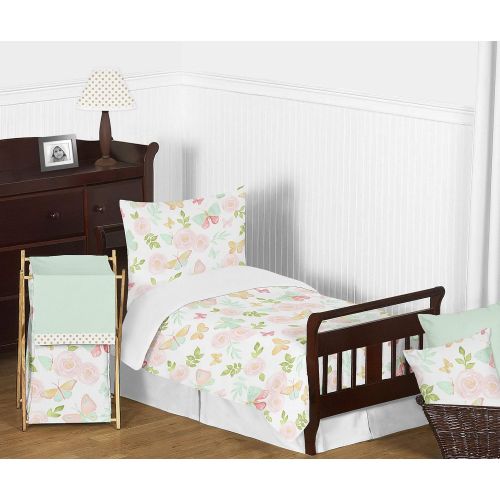  Sweet Jojo Designs Blush Pink, Mint and White Shabby Chic Playmat Tummy Time Baby and Infant Play Mat for Butterfly Floral Collection - Rose Flower