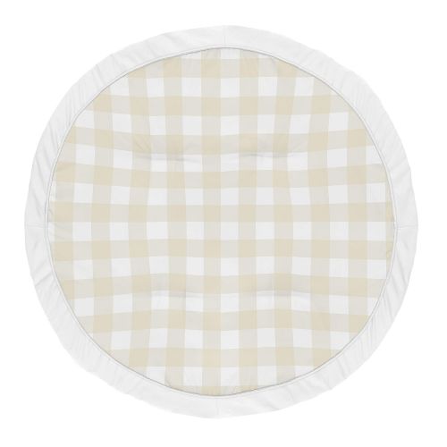  Sweet Jojo Designs Buffalo Plaid Check Boy Baby Playmat Tummy Time Infant Play Mat - Beige and White Woodland Rustic Country