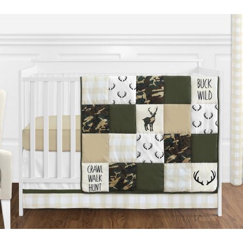  Sweet Jojo Designs Buffalo Plaid Check Boy Baby Playmat Tummy Time Infant Play Mat - Beige and White Woodland Rustic Country