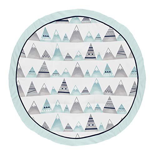  Sweet Jojo Designs Navy Blue, Aqua and Grey Aztec Playmat Tummy Time Baby and Infant Play Mat for Mountains Collection