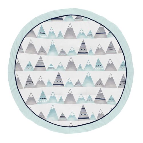  Sweet Jojo Designs Navy Blue, Aqua and Grey Aztec Playmat Tummy Time Baby and Infant Play Mat for Mountains Collection