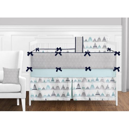  Sweet Jojo Designs Navy Blue, Aqua and Grey Aztec Playmat Tummy Time Baby and Infant Play Mat for Mountains Collection