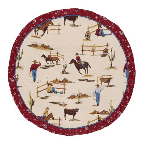  Sweet Jojo Designs Tan and Red Cowboy Playmat Tummy Time Baby and Infant Play Mat for Wild West Collection