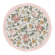 Sweet Jojo Designs Vintage Floral Girl Baby Playmat Tummy Time Infant Play Mat - Blush Pink, Yellow, and Green Boho Shabby Chic Rose Flower Farmhouse