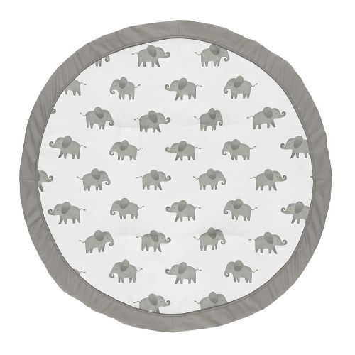  Sweet Jojo Designs Grey and White Playmat Tummy Time Baby and Infant Play Mat for Mint Watercolor Elephant Safari Collection