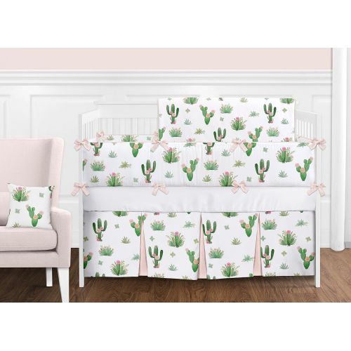  Sweet Jojo Designs Pink and Green Boho Watercolor Playmat Tummy Time Baby and Infant Play Mat for Cactus Floral Collection