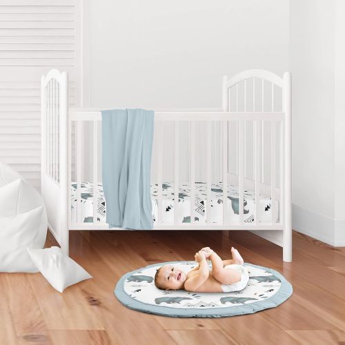  Sweet Jojo Designs Slate Blue Playmat Tummy Time Baby and Infant Play Mat for Bear Mountain Watercolor Collection