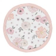 Sweet Jojo Designs Blush Pink, Grey and White Shabby Chic Playmat Tummy Time Baby and Infant Play Mat for Watercolor Floral Collection - Rose Flower