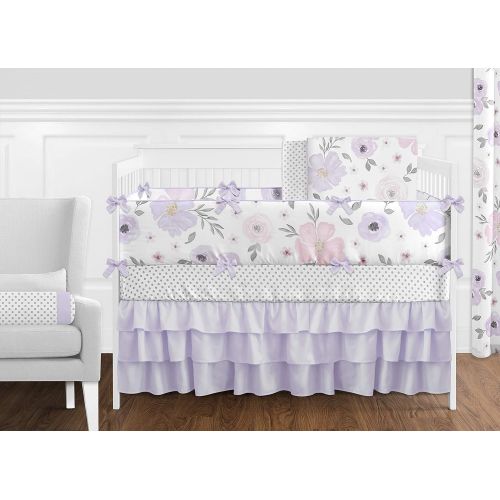  Sweet Jojo Designs Lavender Purple, Pink, Grey and White Shabby Chic Playmat Tummy Time Baby and Infant Play Mat for Watercolor Floral Collection - Rose Flower