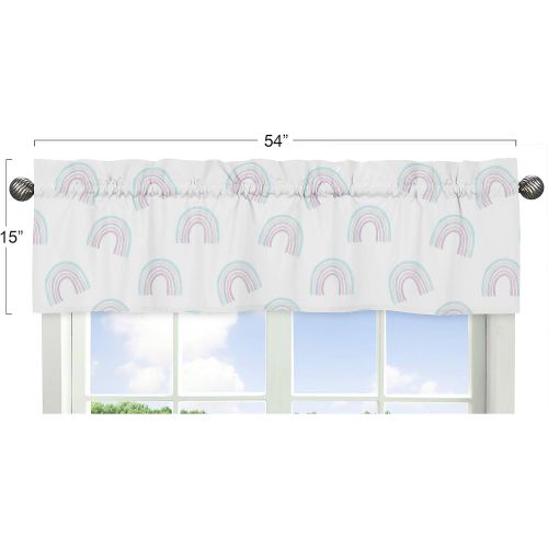  [아마존베스트]Sweet Jojo Designs Pastel Rainbow Window Treatment Valance - Blush Pink, Purple, Teal, Blue and White