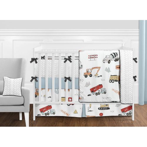  [아마존베스트]Sweet Jojo Designs Grey Chevron Arrow Window Treatment Valance - Gray and White Geometric Construction Truck Tire Print