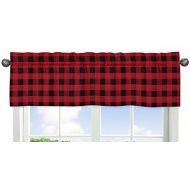 [아마존베스트]Sweet Jojo Designs Woodland Buffalo Plaid Window Treatment Valance - Red and Black Rustic Country Lumberjack
