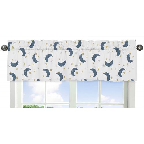  [아마존베스트]Sweet Jojo Designs Moon and Star Window Treatment Valance - Navy Blue and Gold Watercolor Celestial Sky