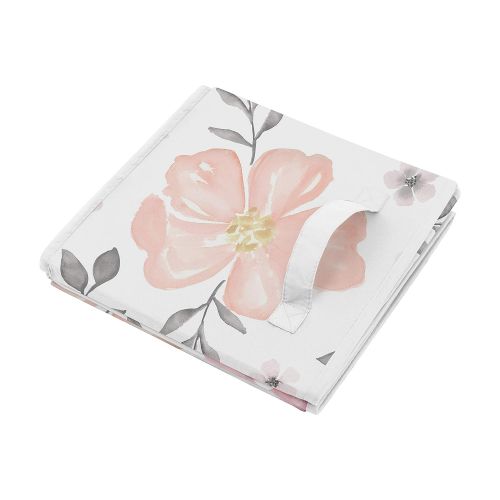  [아마존베스트]Sweet Jojo Designs Pink and Grey Rose Flower Girl Baby Nursery or Kids Room Small Fabric Toy Bin Storage Box Chest for Watercolor Floral Collection