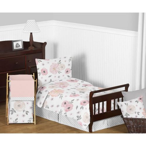  [아마존베스트]Sweet Jojo Designs Pink and Grey Rose Flower Girl Baby Nursery or Kids Room Small Fabric Toy Bin Storage Box Chest for Watercolor Floral Collection