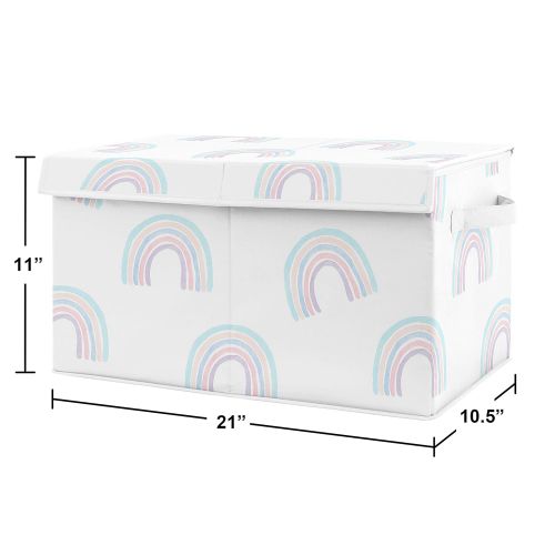  [아마존베스트]Sweet Jojo Designs Pastel Rainbow Girl Small Fabric Toy Bin Storage Box Chest for Baby Nursery or Kids Room - Blush Pink, Purple, Teal, Blue and White