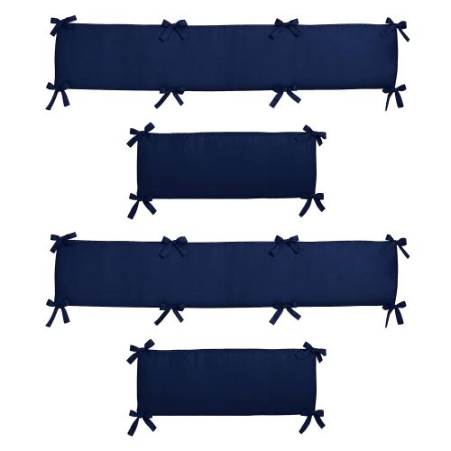  Sweet Jojo Designs Navy Blue and Lime Green Stripe Collection Crib Bumper