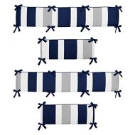 Sweet Jojo Designs Navy Blue and Gray Stripe Collection Crib Bumper