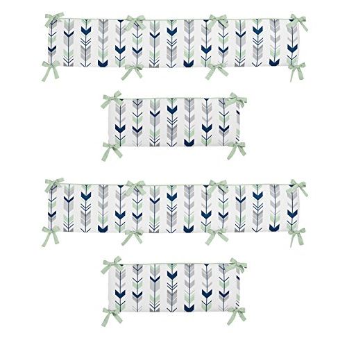  Sweet Jojo Designs Grey, Navy and Mint Woodland Arrow Collection Baby Girl or Boy Crib Bumper