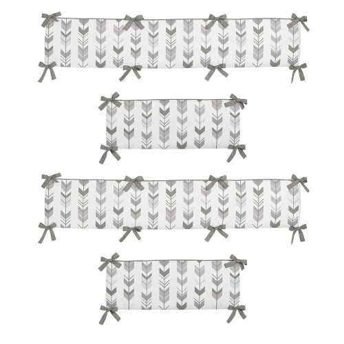  Sweet Jojo Designs Grey and White Baby Crib Bumper Pad for Woodland Arrow Collection by