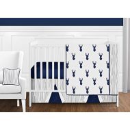 Sweet Jojo Designs 11-Piece Navy Blue White and Gray Woodland Deer Print Boy Baby Bedding Crib Set Without Bumper