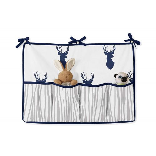  Sweet Jojo Designs 11-Piece Navy Blue White and Gray Woodland Deer Print Boy Baby Bedding Crib Set Without Bumper