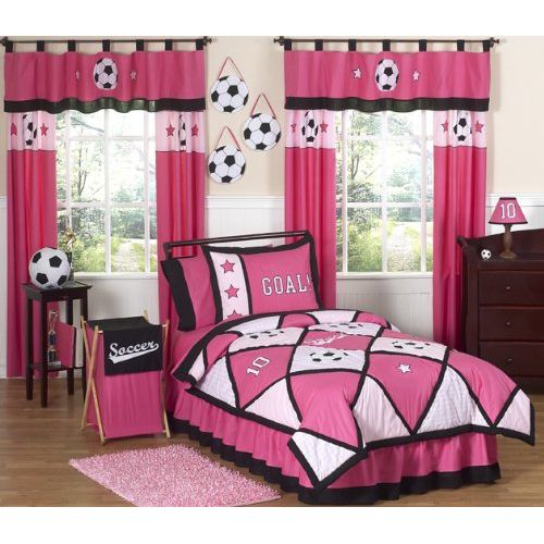  Sweet Jojo Designs 2-Piece Girls Soccer Window Treatment Panels