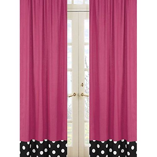  Sweet Jojo Designs 2-Piece Pink Hot Dot Modern Window Treatment Panels