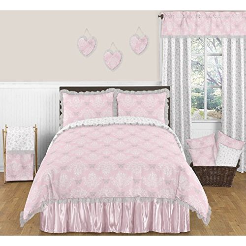  Sweet Jojo Designs 2-Piece Pink, Gray and White Shabby Chic Alexa Butterfly Print Window Treatment Panels