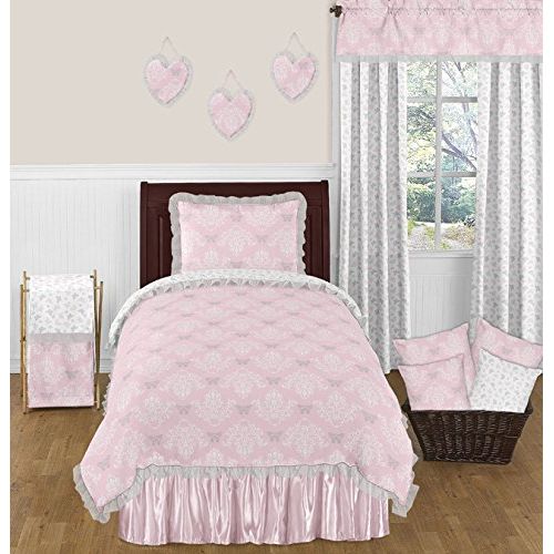  Sweet Jojo Designs 2-Piece Pink, Gray and White Shabby Chic Alexa Butterfly Print Window Treatment Panels