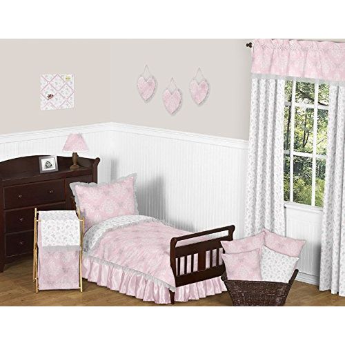  Sweet Jojo Designs 2-Piece Pink, Gray and White Shabby Chic Alexa Butterfly Print Window Treatment Panels