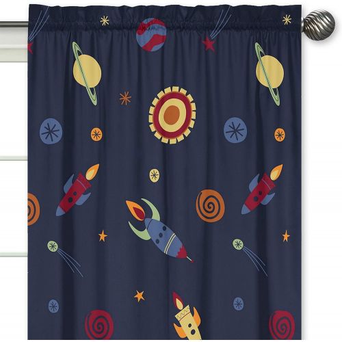  Sweet Jojo Designs 2-Piece Galactic Planets Rocket Ship Window Treatment Panels for Space Galaxy Collection
