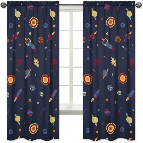  Sweet Jojo Designs 2-Piece Galactic Planets Rocket Ship Window Treatment Panels for Space Galaxy Collection