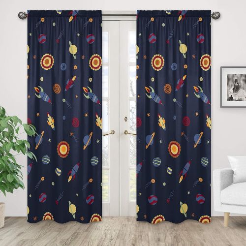  Sweet Jojo Designs 2-Piece Galactic Planets Rocket Ship Window Treatment Panels for Space Galaxy Collection