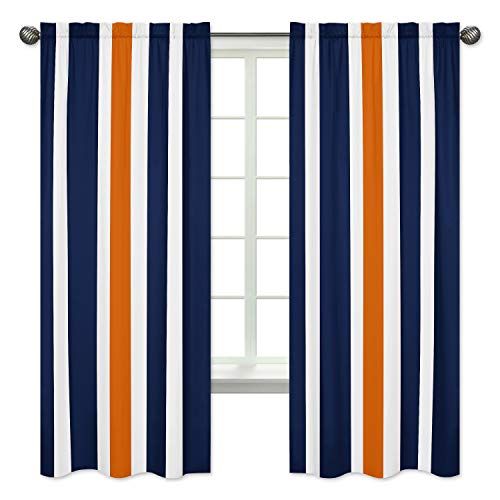  Sweet Jojo Designs 2-Piece Navy Blue, Orange and White Window Treatment Panels for Stripe...