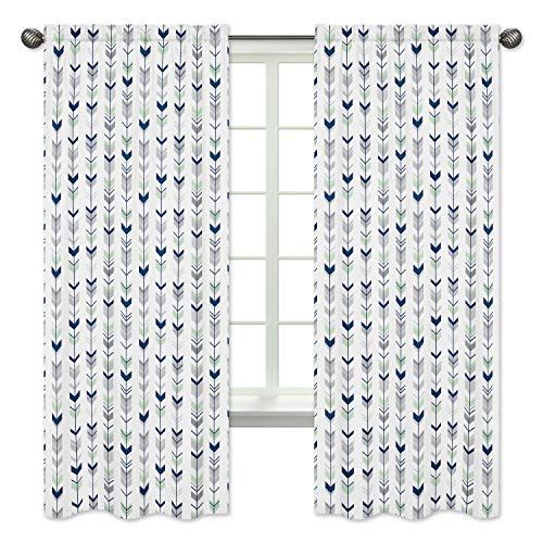  Sweet Jojo Designs 2-Piece Grey, Navy and Mint Woodland Arrow Boy Girl Bedroom Decor Window...