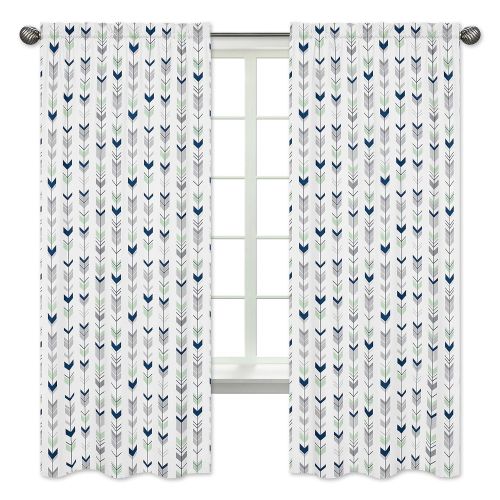  Sweet Jojo Designs 2-Piece Grey, Navy and Mint Woodland Arrow Boy Girl Bedroom Decor Window...