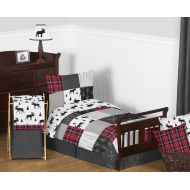 Sweet Jojo Designs Grey, Black and Red Woodland Plaid and Arrow Rustic Patch Boy Toddler Kid Childrens Bedding Set...