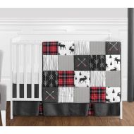Sweet Jojo Designs Grey, Black and Red Woodland Plaid and Arrow Rustic Patch Baby Boy Crib Bedding Set Without...