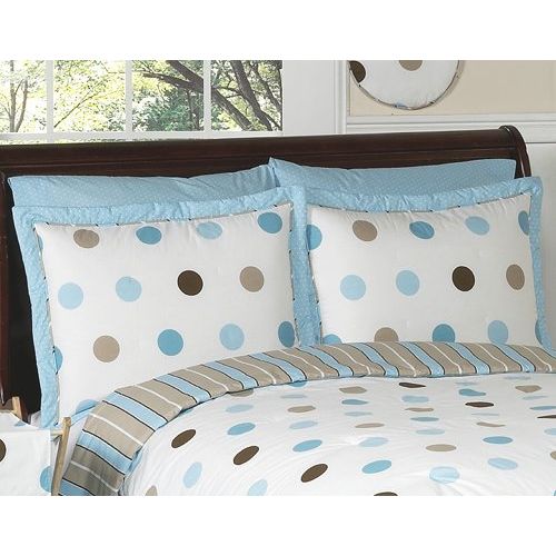  Sweet Jojo Designs Blue and Brown Modern Dots Childrens, Kids, Teen 3 Piece Full/Queen Boys Bedding Set