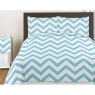 Sweet Jojo Designs Turquoise and White Chevron 3 Piece Childrens and Teen Zig Zag Full/Queen Boy or Girl Bedding Set Collection