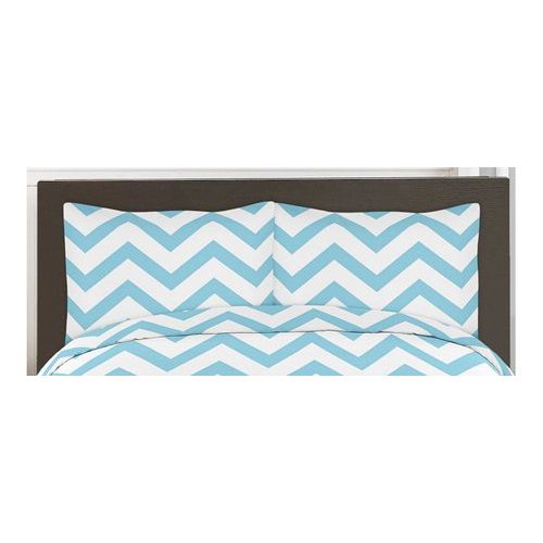  Sweet Jojo Designs Turquoise and White Chevron 3 Piece Childrens and Teen Zig Zag Full/Queen Boy or Girl Bedding Set Collection