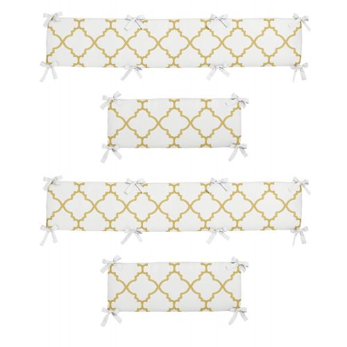  Sweet Jojo Designs Modern White and Gold Trellis Lattice Girls Baby Bedding Set Collection Crib Bumper