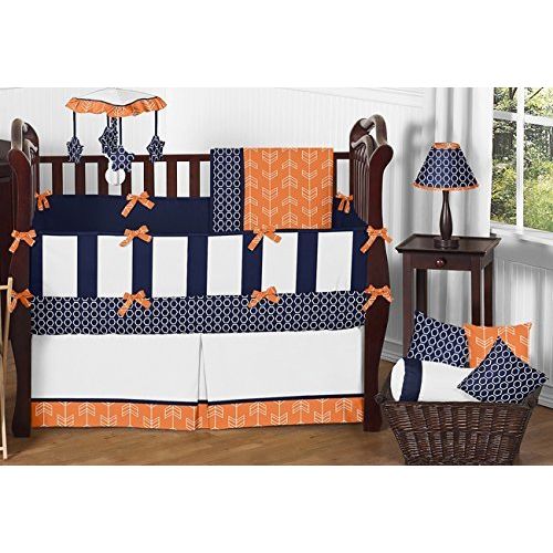  Orange and Navy Blue Arrow Collection Crib Bumper by Sweet Jojo Designs