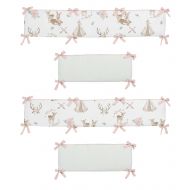 Sweet Jojo Designs Blush Pink, Mint Green and White Boho Watercolor Baby Crib Bumper Pad for...