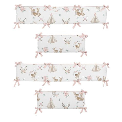  Sweet Jojo Designs Blush Pink, Mint Green and White Boho Watercolor Baby Crib Bumper Pad for...