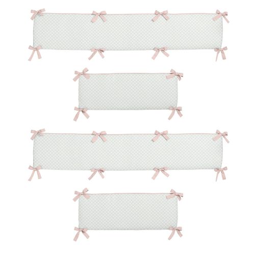  Sweet Jojo Designs Blush Pink, Mint Green and White Boho Watercolor Baby Crib Bumper Pad for...