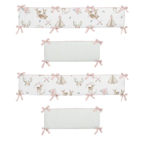  Sweet Jojo Designs Blush Pink, Mint Green and White Boho Watercolor Baby Crib Bumper Pad for...